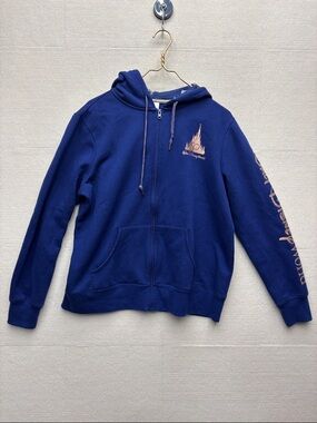 Disney 50 XL world Navy Hoodie with Pink Castle Logo zip up jacket